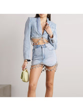 Load image into Gallery viewer, Embellished High Waist Denim Shorts