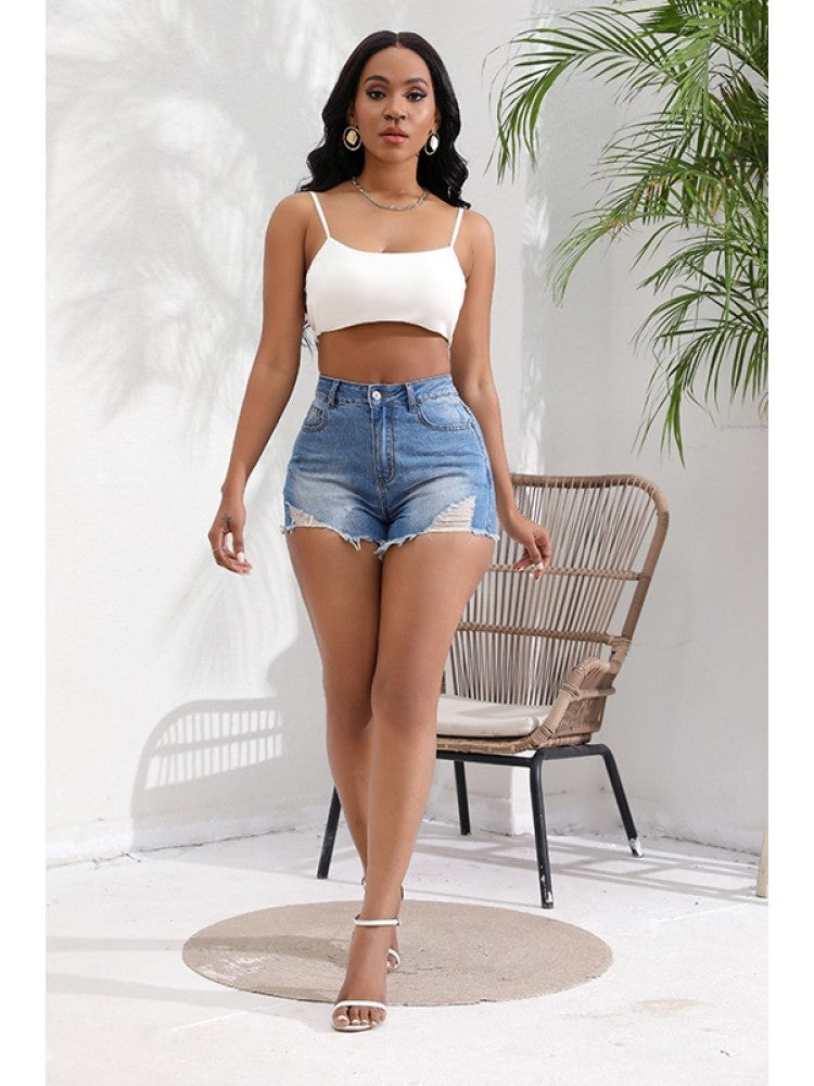 Fringe High Waist Skinny Shorts