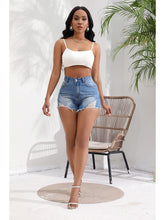 Load image into Gallery viewer, Fringe High Waist Skinny Shorts
