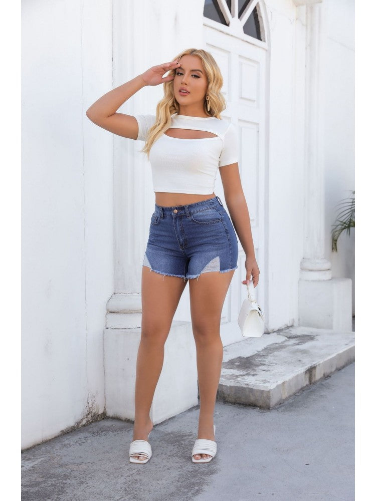 Fringe High Waist Skinny Shorts