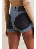 Colorblock Denim Shorts