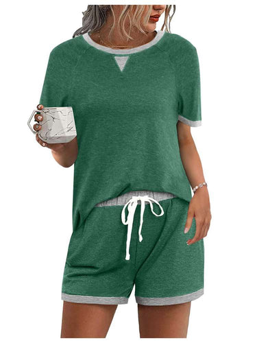 Colorblock Loose Shorts Set