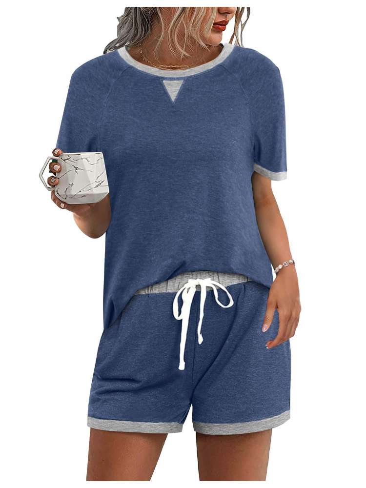 Colorblock Loose Shorts Set