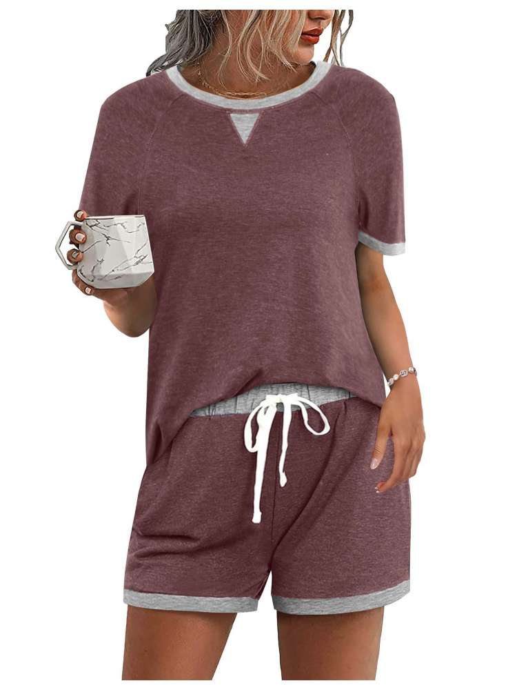 Colorblock Loose Shorts Set