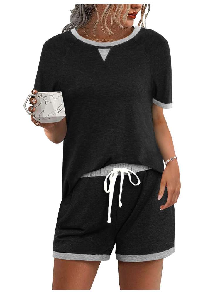 Colorblock Loose Shorts Set