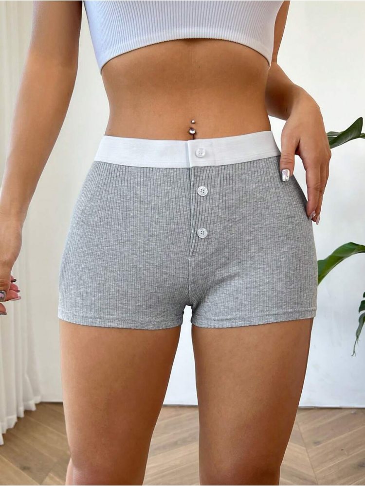 Colorblock High Waist Bodycon Shorts