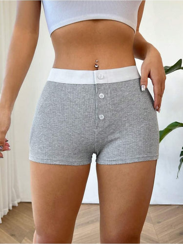 Colorblock High Waist Bodycon Shorts