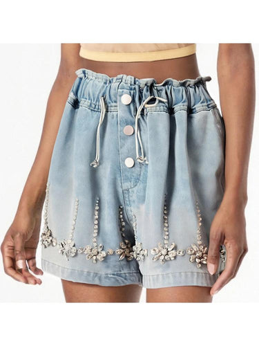 Beaded Denim Shorts