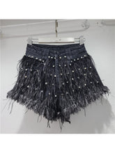 Load image into Gallery viewer, Tassel Feather Denim Shorts