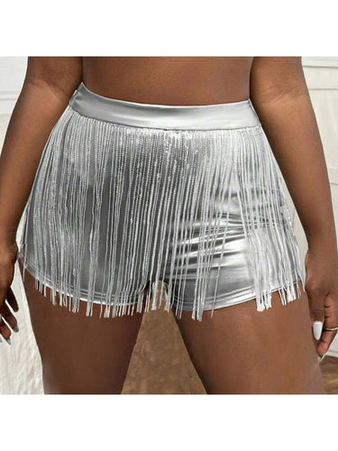 Metallic Elastic Waist Bodycon Shorts