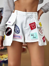 Load image into Gallery viewer, Embroidered Badge Denim Shorts