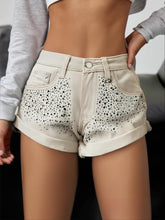 Load image into Gallery viewer, Rhinestone Low Waist Denim Shorts