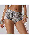 Snake Print Sequin Bodycon Shorts