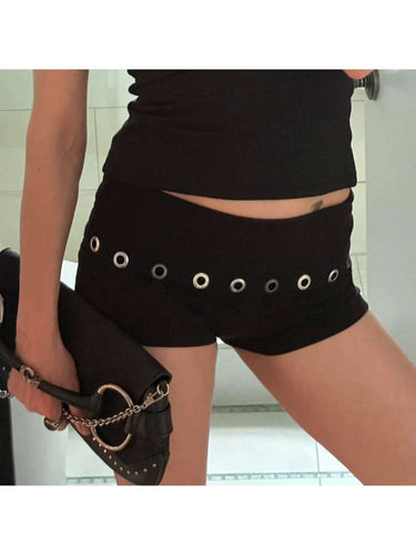 Patchwork Low Waist Bodycon Shorts
